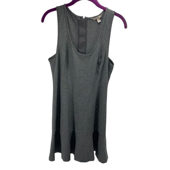 Banana Republic Scoop Neck skater Dress Sleeveless Stretch Mini Gray Zip 10 - Picture 1 of 9